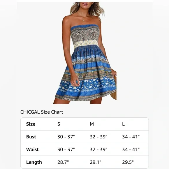 STRAPLESS BOHO FLORAL PRINT SUMMER DRESS - Picture 5 of 8